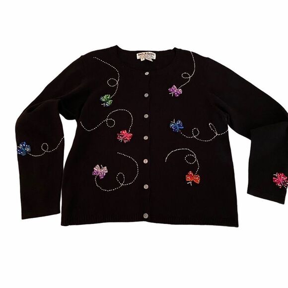 Vintage Jack B. Quick Butterfly Cardigan Beaded S - Picture 1 of 9